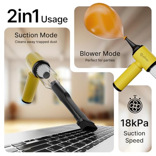 Image of pTron NeoVac X2 18kPA Powerful Suction 110W Cordless Handheld Car /Home Vacuum Cleaner with Blower, High Torque Motor, HEPA 13 Filter, Compact & Lightweight, Rechargeable, Multiple Attachments (Yellow)