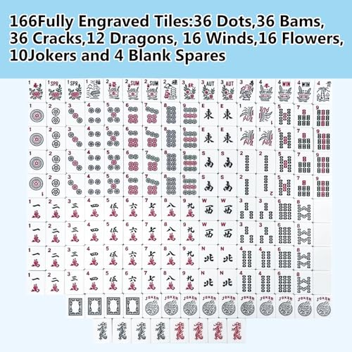 Juego de fichas American Mahjong con 166 piezas blancas miniatura 2