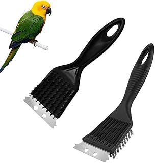 2 Pack Bird Droppings Cleaning Brush with Scrapper Stainless Steel Bird Cage Brush Bird Poop Remover Birdcage Stain Cleaning Tool for Bird Cage and Surface Cleaner Spray Scrubbing Wipes