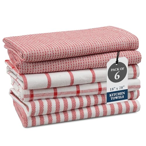 LANE LINEN 100% Cotton Kitchen Towels Set, 6-Pack – Premium, Absorbent, Quick-Drying...