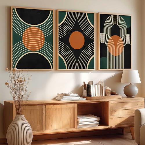 Image of kotart Boho Art Home Decoration Painting | Aesthetic Paintings With Frame For Living Room Bed Room Hotel Wall Decor Digital Reprint Set of 3 (19X25 inch)
