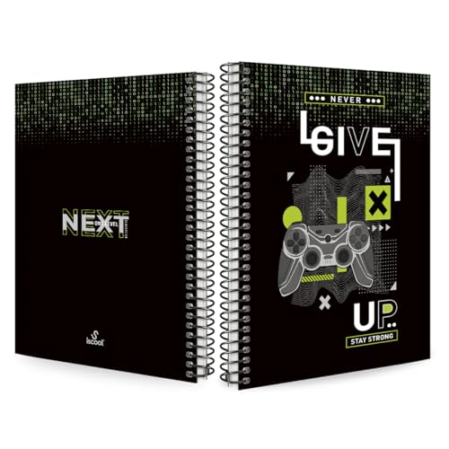 Caderno Colegial 1 Matéria Capa Dura Urban Game Verde