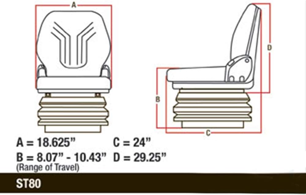MSG85721V New Mechanical Suspension Seat Fits Case-IH Tractor Models 6060 +