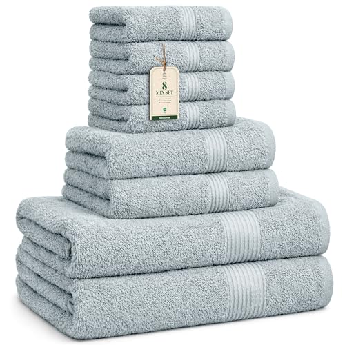 HomeBurg Luxe Set - Gants de Toilette (30×30 cm), Serviettes (40×70 cm) & Grandes Serviettes (65×137 cm) - 100% Coton, Doux & Absorbant, Entretien Facile,...