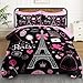 WeCozy 7 Pcs Queen Size Comforter Set with 2 Pillowcases & 2 Shams, Paris Eiffel Tower Bedding for Kids and Adults, Cute Pink Makeup Fashion Dress Bed in a Bag with Flat Fitted Sheet