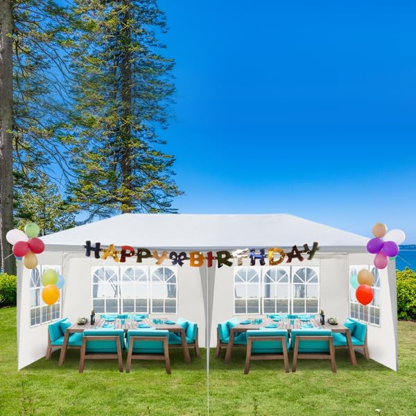 10'x20' Outdoor Party Tent with 6 Removable Sidewalls, Waterproof Canopy Patio Wedding Gazebo, White