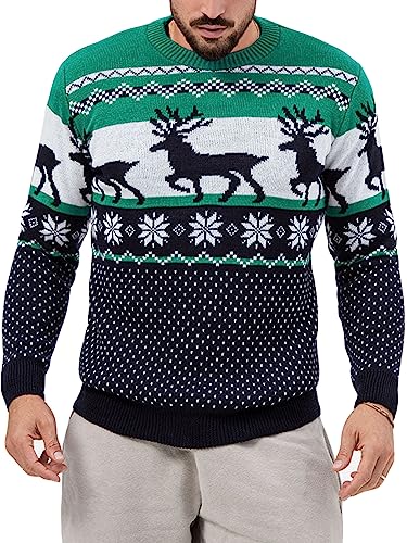 Feziakuk Weihnachtspullover Herren Weihnachten Rentier Strickpullover...