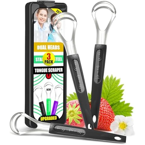 CATACC PRO Tongue Scraper for Kids, Metal Tongue Scraper with Travel Case, Durable Stainless Steel Tongue Scraper Cleaner for Adults - Pack of 3 Cover