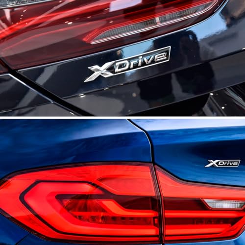 Image of Set of 3D Emblem Grille Badge, ABS X-Drive Rear Emblem Badge Sticker Decal Replacement for X-Drive Trunk Fender (Silver Black)(D4)