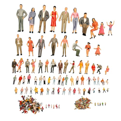 VBSJAH 50 minifiguras para maquetas de ferrocarril, Figuras en Miniatura Pintadas, Escala 1:75, Personas de Pie y Sentadas, para Decoración de Trenes y Dioramas, Multicolor