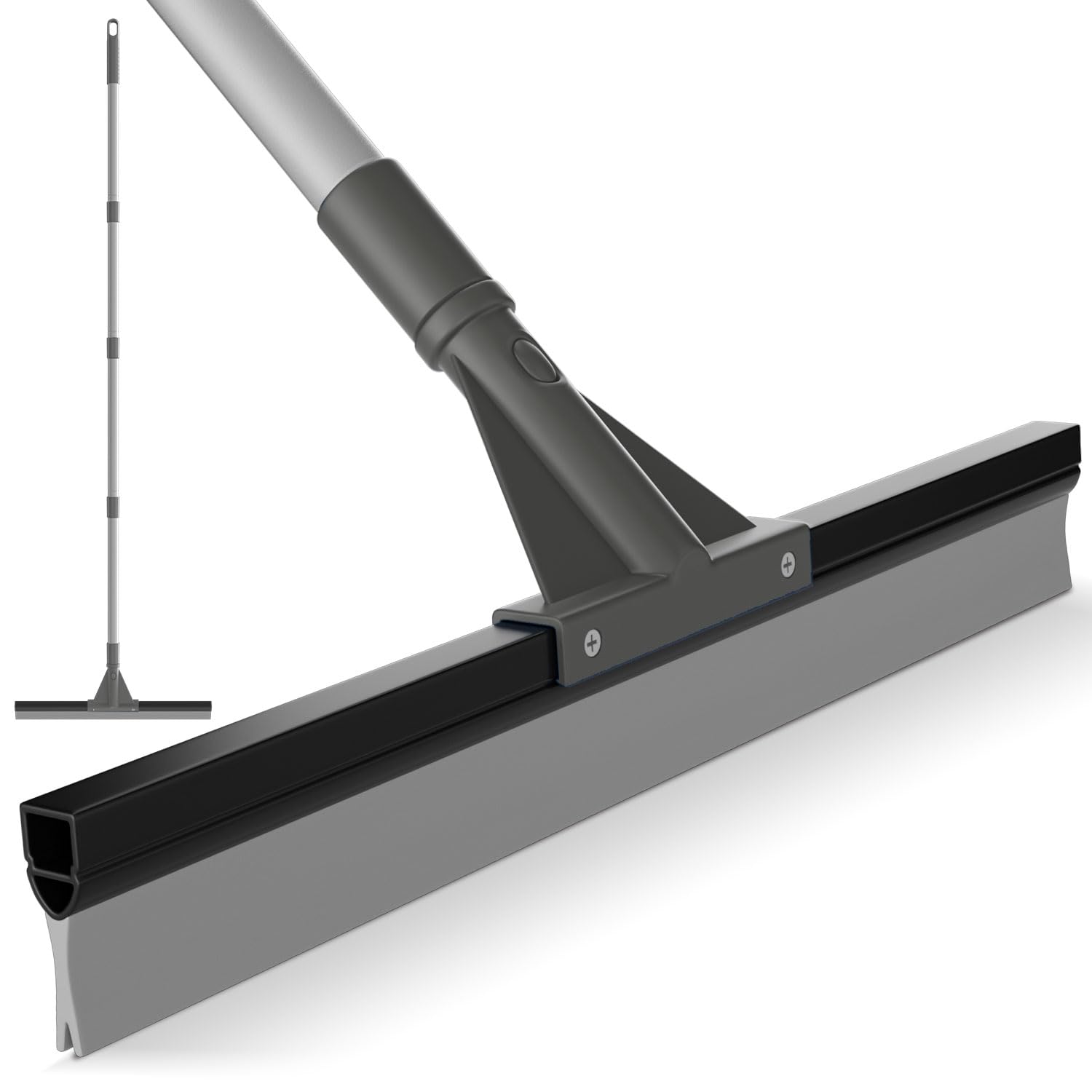 Silicone Squeegee with Extendable Handle 24”-62”, Safely Clean 30+ Surfaces Including Inflatable Pools, Inflatable Water Slide Bounce House, Swimming Pool, Hot Tubs, Tile Floors & More