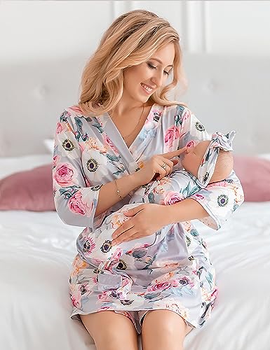 Image of Mommy and Me Robe and Swaddle Set | Maternity Robe Matching Baby Girl, Boy