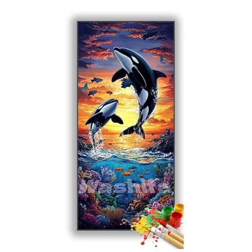 �������G �L���[ �N�W�� �N�W�� �����h��G �L�b�g DIY ��l ���S�Ҍ��� �f�W�^�����G ��h�� �����L�b�g�ɂ��G�� Paint By Numbers �A�N�����y�C���g ���ʉ� �����Ńy�C���g �z�[�� �I�t�B�X���� �M�t�g 40x80 cm, �t���[