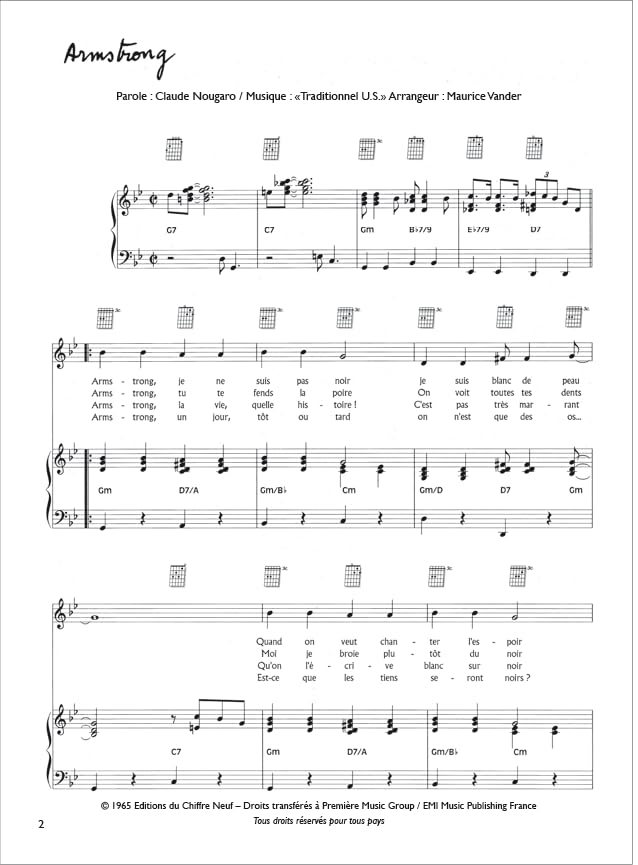 Claude Nougaro - Collection Grands Interpretes. Piano, Voix & Guitare.