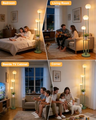 Image of Lightdot 63IN Floor Lamp with 3 Green U-Pole, Modern Floor Lamp with 3000K Warm White LED Bulbs Included, Candle Holder Style Modern Tall Lamp for Living Room /Wedding /Party /Sofa Beside /Corner Decor