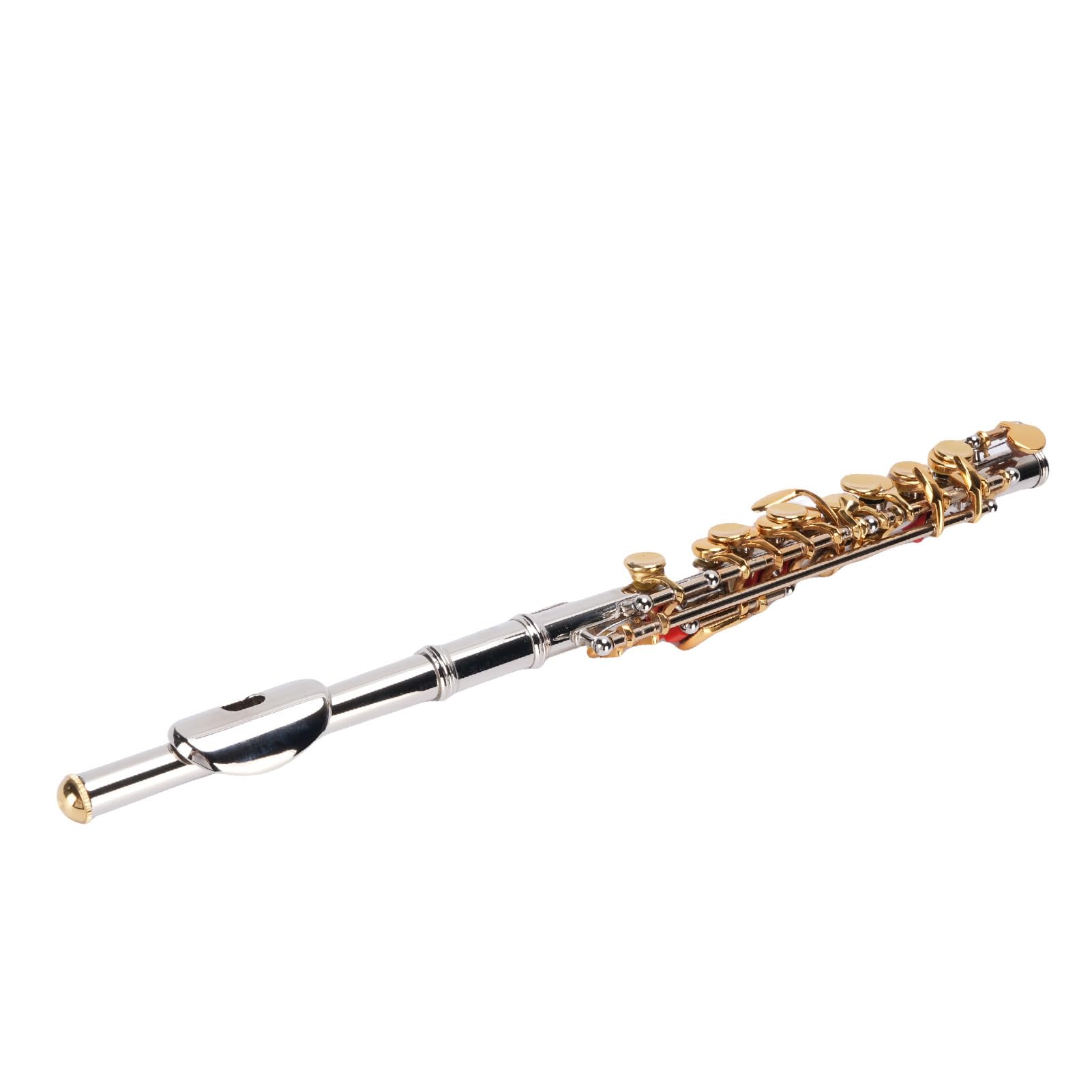 Flauta de Orificio Cerrado C Kit de Flautas de 16 Teclas, Instrumento para Estudiantes Color Plateado Cuerpo de Cobre Blanco Llave Dorada Estudiante C para Práctica y Desempeño para