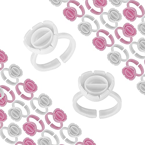 Ansxiy 200 Pcs Smart Ring Cup Fanning Cups Lashes Glue Rings for Eyelash Extensions Flower Glue Rings Disposable Lashes Glue Holder Pigment Holders, White