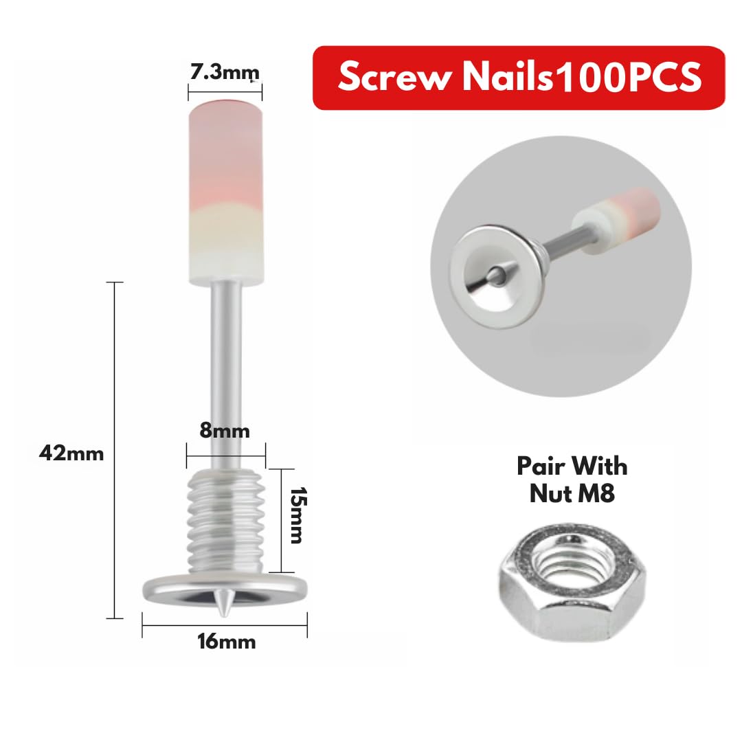 Kaunopilis M8 Screw Nails Kits for Nail guns cal. 7.3mm, 42mm