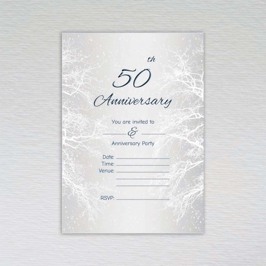 Webspectations Pack of 50th Wedding Anniversary Invitations: Winter Snowy Tree 50th Anniversary Invites (Pack of 50 without Envelopes)