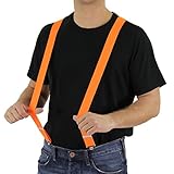 Foxxeo orange Hosenträger für Damen und Herren für 80er Jahre Motto-Party Karneval und Fasching neon