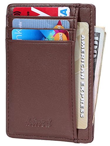 Slim Wallet RFID Front Pocket Wallet Minimalist Secure Thin Credit Card Holder,Coffee,One Size