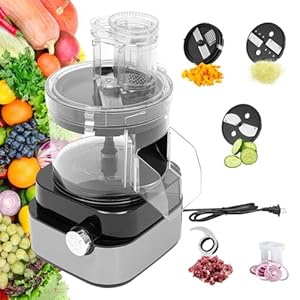 5 In 1 Electric Vegetable Chopper, 20-Cup Commercial Food Processor, Meat Grinder Multifunctional Food Chopper, 2-Speed 600 Watt Motor with 5 Stainless Steel Blades Perfect for Restaurant Home Use