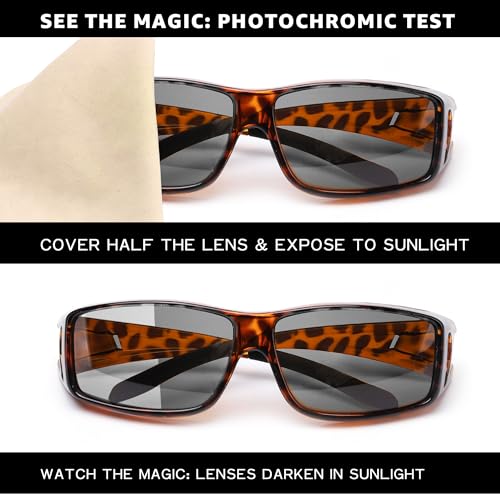 Image of LVIOE Polarized Photochromic Sunglasses Women Men, Fit Over Sun Glasses with UV Protection for Driving Traveling