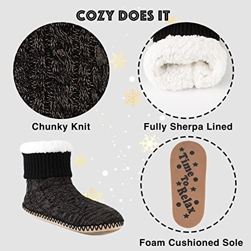 Cozylook Mens Slipper Socks Fleece Lined Non-slip Soles, Winter Soft Thick Cozy Home Boots, Warm Fuzzy House Shoes Indoor4