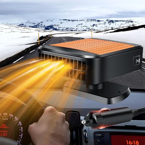 Car Heater,200W Portable Car Defroster Windshield Heater 12V Heater for Car Plug in Cigarette Lighter,2-in-1 Heating and Cooling Function,360° Rotatable Car Heaters for Vehicle (Orange)