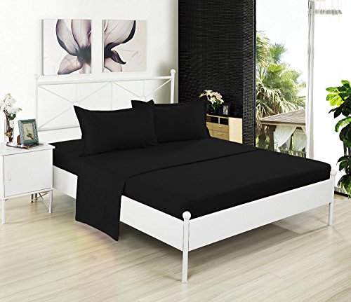 Twin Xl Sheet Set - Knit Jersey 100% Cotton Breathable & Cooling Sheets - Dorm Room, Hospital & Split King Bed Sheets - Comfy Sheets - Deep Pockets - Black Bed Sheets - Twin Xl Sheets #TOP2