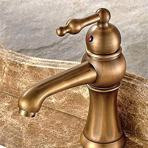 Robinet de lavabo antique en laiton mélangeur chaud et froid pour salle de bains