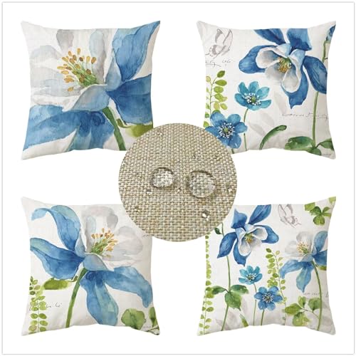 Whoonng Lot de 4 L'été Housse de Coussin 50x50cm Fleur Automne Décoratif Coussin Canape,Carré Double Face Lin Housse Coussin Exterieur Impermeable pour Jardin Chambre Decoration Coussin Bleu WS-858 Whoonng Lot de 4 L'été Housse de Coussin 50x50cm Fleur Automne Décoratif Coussin Canape,Carré Double Face Lin Housse Coussin Exterieur Impermeable pour Jardin Chambre Decoration Coussin Bleu WS-858