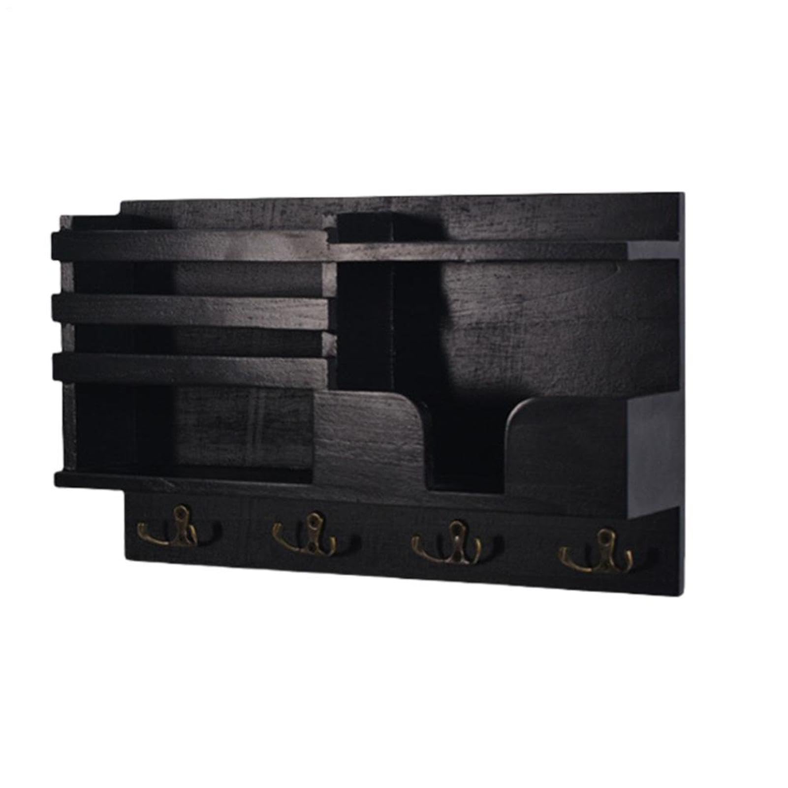 Organizador de pared de madera con ganchos y estante expositor robusto