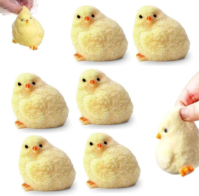 WYRGQIQN 6PCS TPR Chicken Squeeze, Soft Yellow Stress Relief Fidget Chick for Focus, Relaxation and Desk Decoration, Portable Sensory Toys for Adults