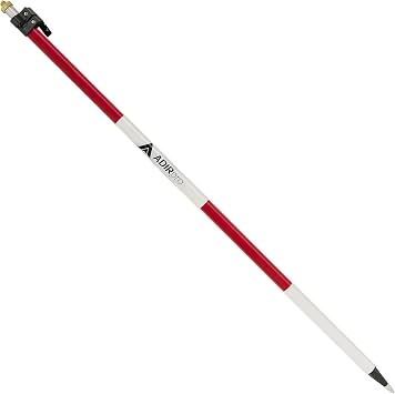 AdirPro Aluminum Prism Pole - Telescopic 8.5 2.5m - Adjustable Tip Quick Release Clamp - Metric Graduation - Strong & Lightweight GPS Pole - for Use with Prisms, Rover Rod - GNSS Instruments