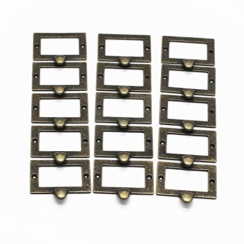 WEICHUAN 15 Pieces 72mm*68mm Antique Bronze Apothecary Card Catalog Card Holder Drawer Pulls with Screws