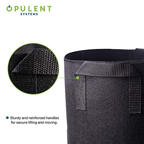 Opulent Systems 5-Pack 3 Gallon Grow Bags Heavy Duty Thickened Nonwoven Fabric Containers For Potato/Plant Growing Pots With Handles (Black) #TOP3