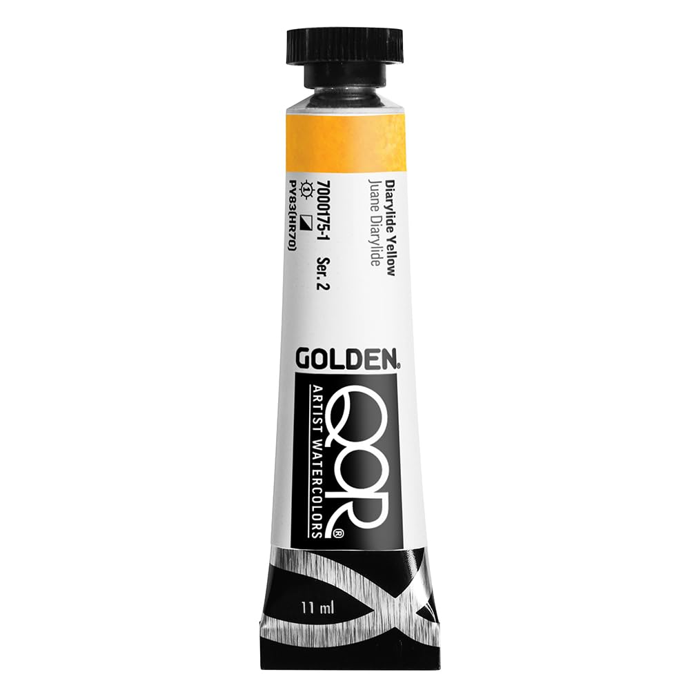 QoR Artist Watercolors by GOLDEN, Diarylide Yellow, 11 ml Tube, Professional Watercolor Paint, Semi-Opaque