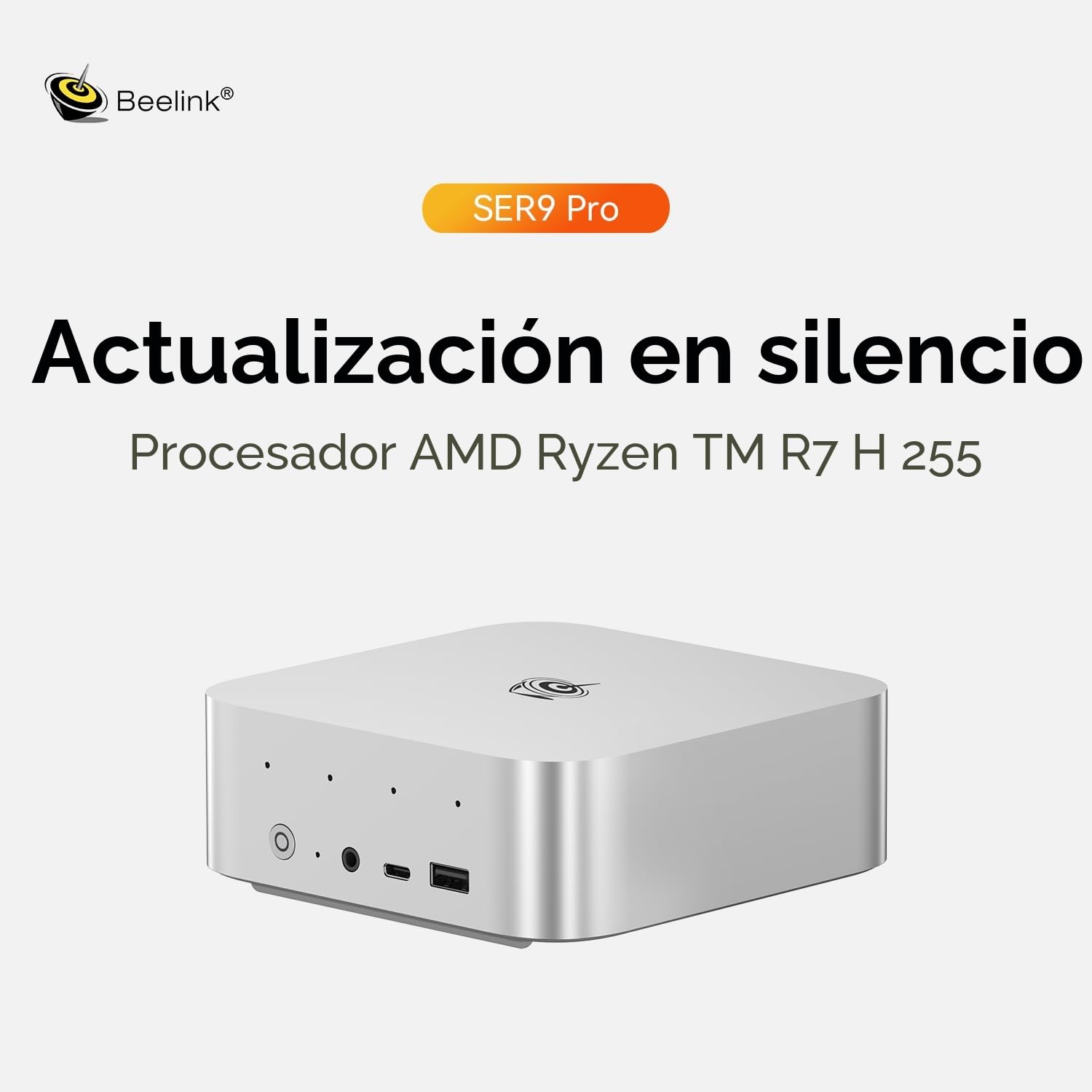 Beelink SER9 Pro Mini PC, AMD Ryzen R7 H255 (8C/16T, hasta 4,9 GHz), 24 GB de RAM LPDDR5X, SSD M.2 de 1 TB, Mini PC 4K a 240 Hz, Triple Pantalla 4K (HDMI/DP/USB 4), Bluetooth 5.2, Wi-Fi 6, 2,5 GbE