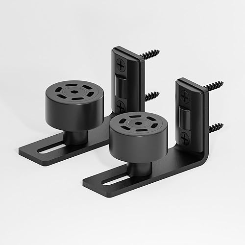 AONAYIOA Guía de piso inferior de puerta corredera de granero para rodillo ajustable, guía de piso de rodillos dobles montado en la pared con parte AONAYIOA Guía de piso inferior de puerta corredera de granero para rodillo ajustable, guía de piso de rodillos dobles montado en la pared con parte