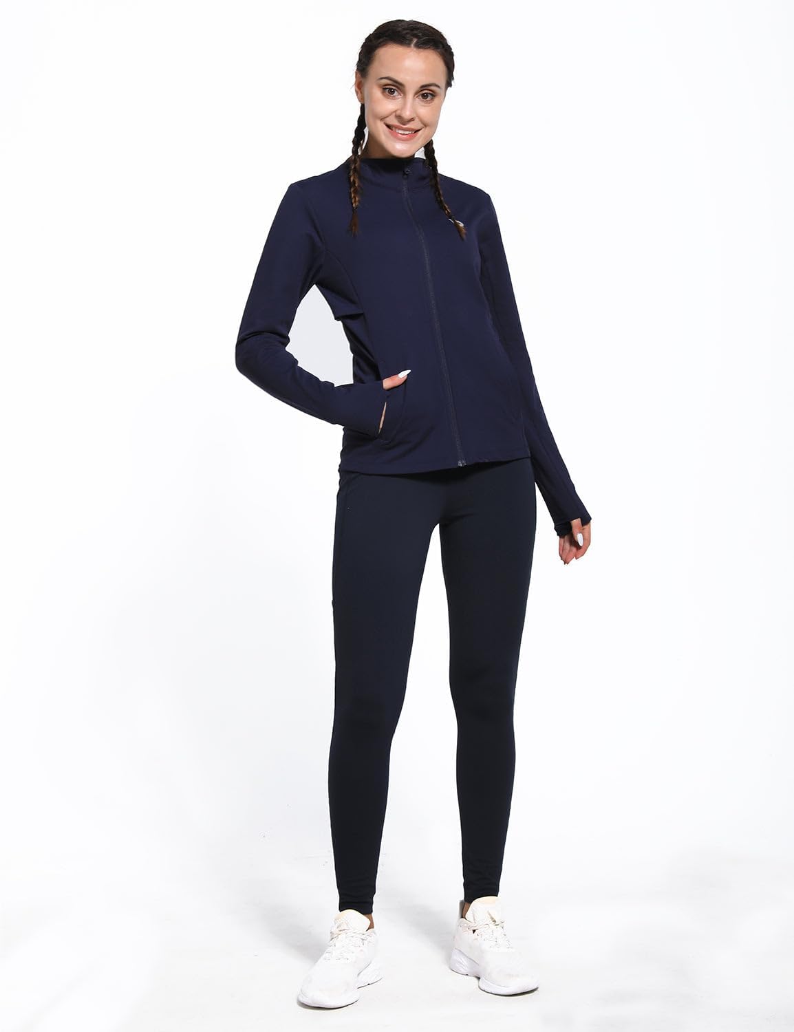 baleaf Women's Fleece Running Jacket Water Resistant Full Zip Winter Cold Weather Gear Thermal Cycling Workout Jackets