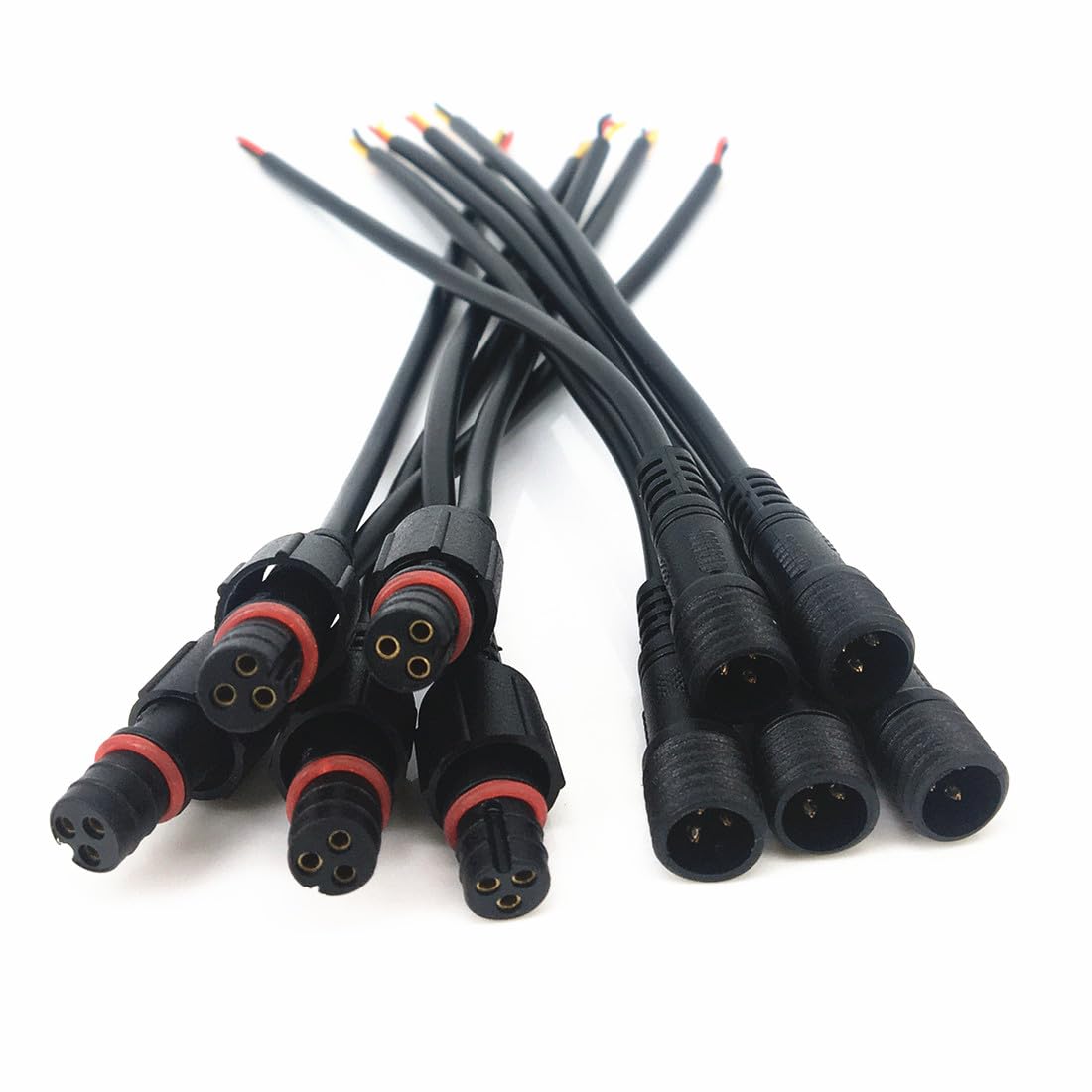 WFYZQLJE 5-Pair 3-Pin 3-Core Male-Female Plug Nut Waterproof Cable, 3-Core Waterproof Male-Female Pair Wiring, Suitable for Indoor/Outdoor LED Light RGB Extension Cable (19cm)-image-38