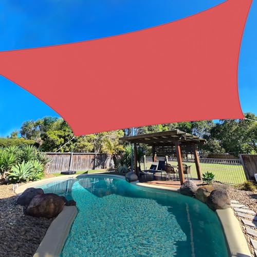 ECOOPTS 12'x12' HDPE Sun Shade Sail Rectangle Canopy Shades for Outdoor Patio Pergola Cover Blockage 95% UV Resistant(Red)