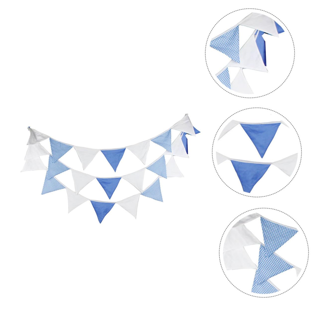 TOYANDONA 2 Piezas De Cuerda Azul y Blanca Cotton Burra Triangular De Tela Del Banderín Del Empavesado Blanca Azul Triángulo Bebé Algodón Boda Suministros