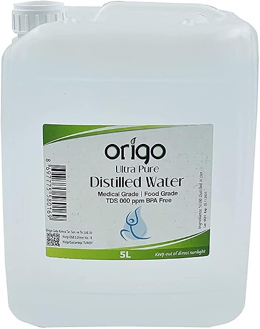  Origo Distilled Water - 100% Ultra Pure Water 5L - Deionized Water - Demineralized - TDS 000 ppm guaranteed  