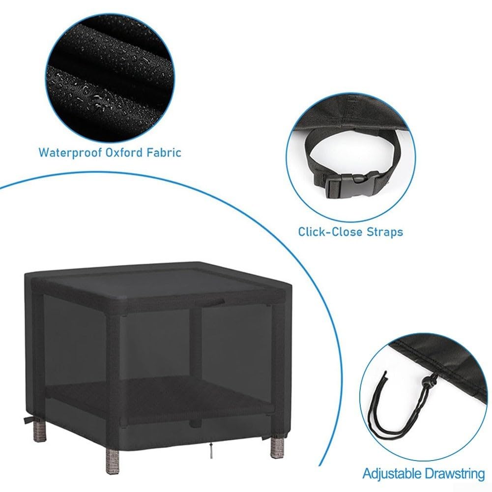 Wasserdichtes Oxford-Tuch Outdoor Fußhocker-Abdeckung für 55,9 x 55,9 x 45,7 cm Bartisch und Hocker, wetterfest, UV-beständig, mit Griffen
