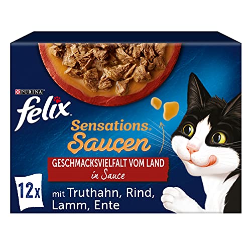 Felix Sensations Saucen Katzenfutter nass, Sorten-Mix, 6er Pack (6 x 12 Beutel à 85g)