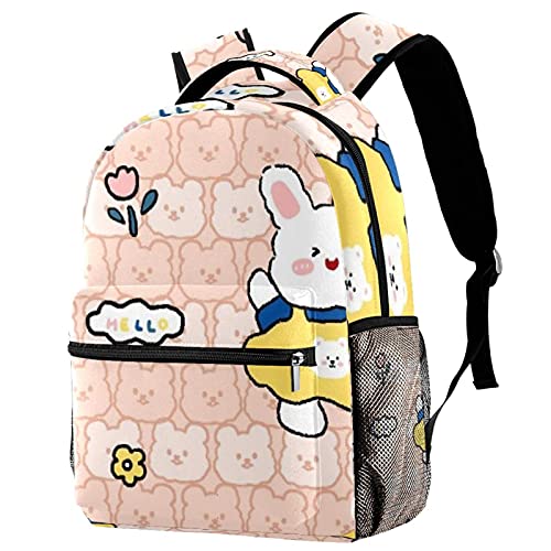 Sac à dos lapin dessin animé pour femme de grande capacité multicolore