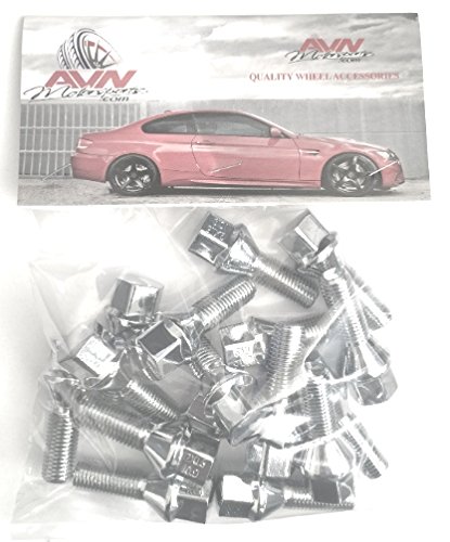 AVN Motorsports 12x1.25 Acorn Lug Bolt Chrome Heat Treated Conical Seat Wheels Rims (12mmx1.25 Thread Size) 17mm Hex (20 Pieces) (28mm Shank)