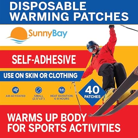 SunnyBay Adhesive Disposable Warming Patches for Back, Neck, Hand, Body, Natural Heat, Ideal for Outdoor Activities: Skiing, Hiking, Hunting, On-The-Go Heat, FSA HSA Eligible, 2.5x3 Inches, 40 Count Cover